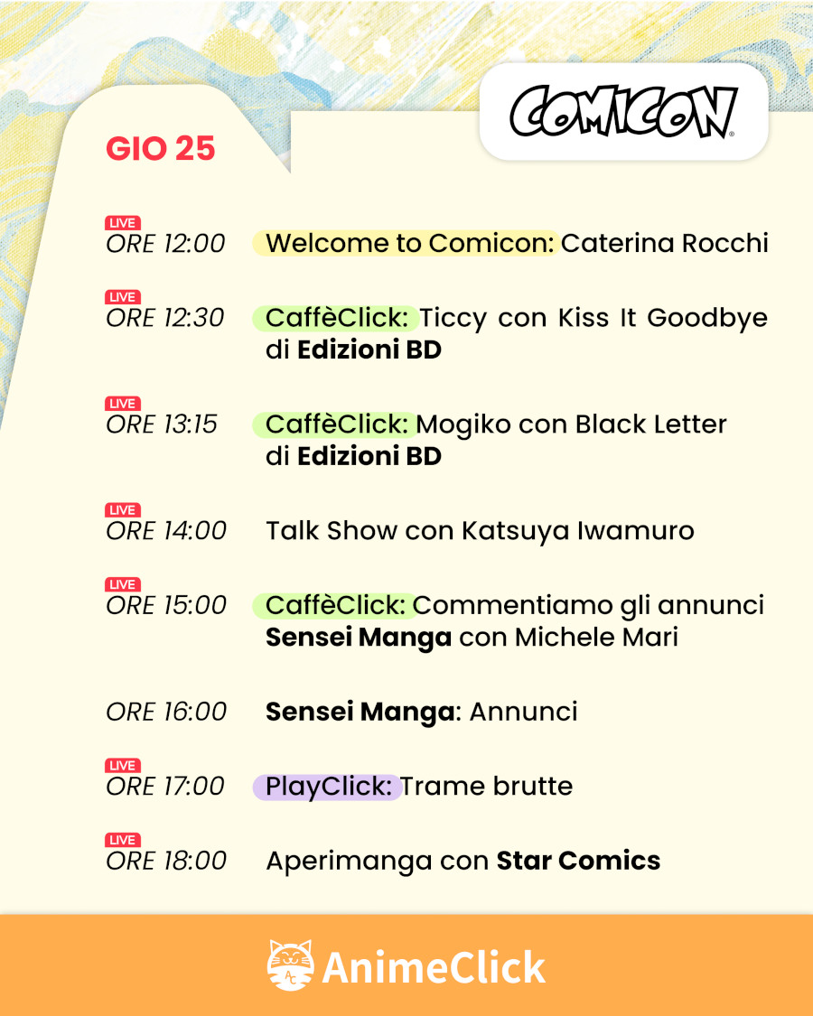 AnimeClick al Napoli Comicon 2024: tutti i nostri appuntamenti su Twitch AnimeClick al Napoli Comicon 2024: tutti i nostri appuntamenti su Twitch